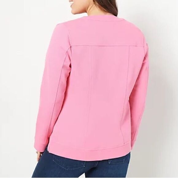 Isaac Mizrahi Live! Pique Button Front Jacket - Picture 3 of 6